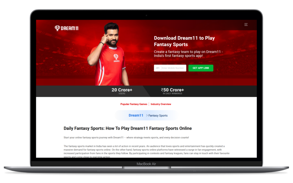 Dream11 India daily fantasy sports contests with real match rewards